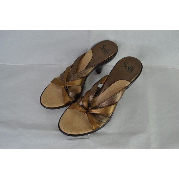 Sofft Women's 9.5 Bronze Metallic Strappy Heeled Sandals - Picture 1 of 10